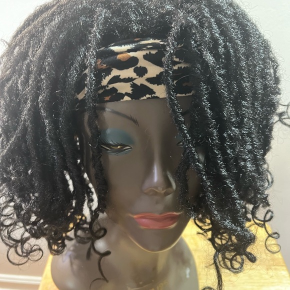 Wigner Short Dreadlock Headband Wig.  Color: 1B - Picture 8 of 11